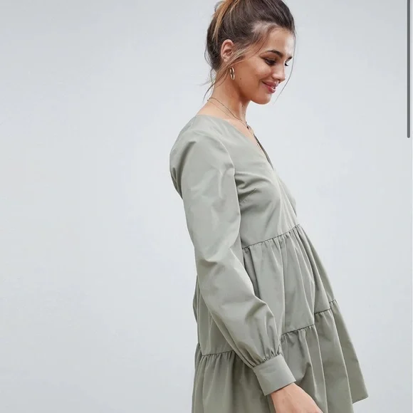 Cotton Tiered Mini Smock Dress - Picture 8 of 9